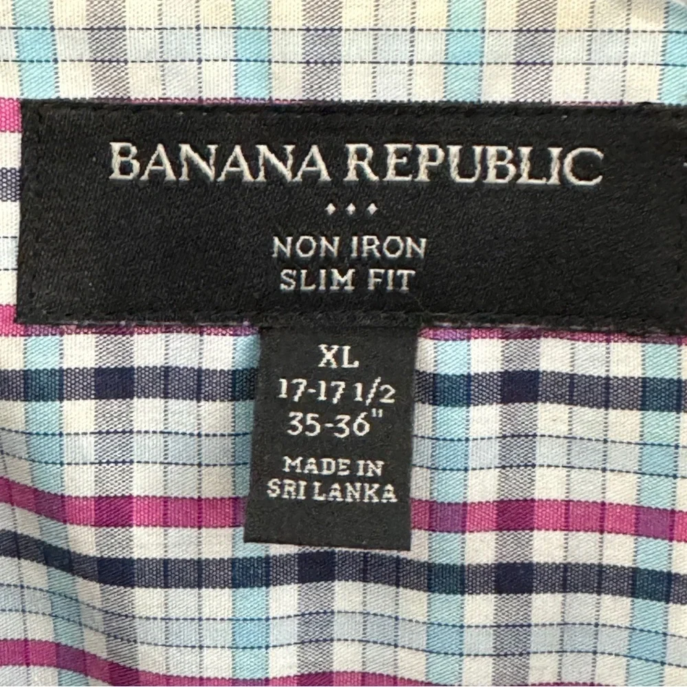 Banana Republic Plaid Long Sleeve Non Iron Shirt Men’s XL Slim Fit